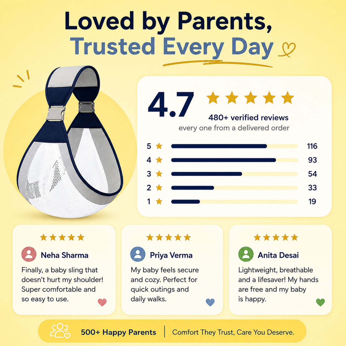 CloudCarry™ | Pain-Free Baby Sling Carrier